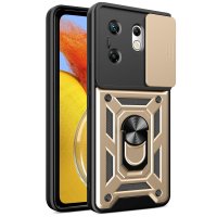 Newface İnfinix Zero 30 4G Kılıf Pars Lens Yüzüklü Silikon - Gold