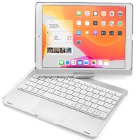 Newface iPad 10.2 (7.nesil) Kılıf Magic Dönen Klavyeli Tablet Kılıf - Gümüş