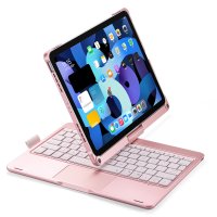Newface iPad Air 4 10.9 Kılıf Magic Dönen Klavyeli Tablet Kılıf - Pembe