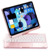 Newface iPad Air 4 10.9 Kılıf Magic Dönen Klavyeli Tablet Kılıf - Pembe