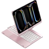 Newface iPad Pro 11 (2024) F11 ATS Kılıf Magic Dönen Klavyeli Tablet Kılıf - Pembe