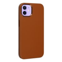 Newface iPhone 11 Kılıf Asya Deri Silikon - Kahverengi