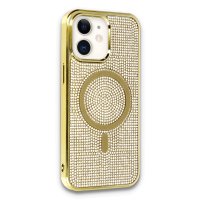 Newface iPhone 11 Kılıf Diamond Magsafe Kapak - Gold