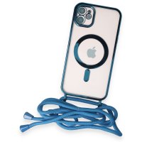 Newface iPhone 11 Kılıf Divo Lazer Askılı Magsafe Kapak - Sierra Blue