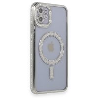 Newface iPhone 11 Kılıf Joke Simli Magneticsafe Kılıf - Gümüş