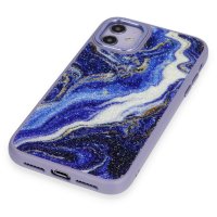 Newface iPhone 11 Kılıf Moda Simli Kapak - Mavi