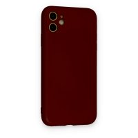 Newface iPhone 11 Kılıf Nano içi Kadife Silikon - Bordo