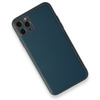 Newface iPhone 11 Pro Kılıf Coco Deri Silikon Kapak - Mavi