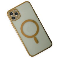 Newface iPhone 11 Pro Kılıf Magneticsafe Lazer Silikon - Gold