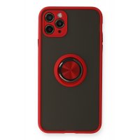 Newface iPhone 11 Pro Kılıf Montreal Yüzüklü Silikon Kapak - Kırmızı