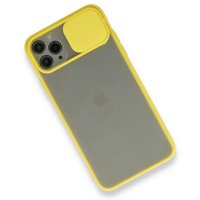 Newface iPhone 11 Pro Kılıf Palm Buzlu Kamera Sürgülü Silikon - Sarı