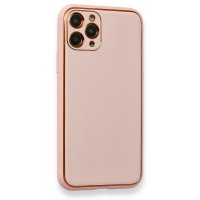 Newface iPhone 11 Pro Max Kılıf Coco Deri Silikon Kapak - Pembe