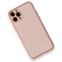 Newface iPhone 11 Pro Max Kılıf Coco Deri Silikon Kapak - Pembe