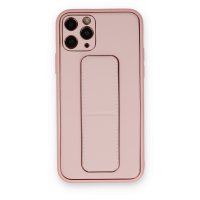 Newface iPhone 11 Pro Max Kılıf Coco Deri Standlı Kapak - Pembe