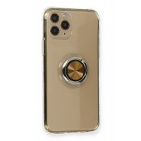 Newface iPhone 11 Pro Max Kılıf Gros Yüzüklü Silikon - Gold