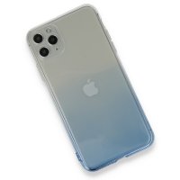 Newface iPhone 11 Pro Max Kılıf Lüx Çift Renkli Silikon - Mavi