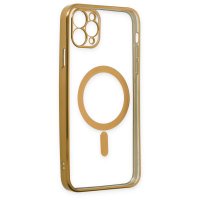 Newface iPhone 11 Pro Max Kılıf Magneticsafe Lazer Silikon - Gold