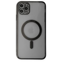 Newface iPhone 11 Pro Max Kılıf Magneticsafe Lazer Silikon - Siyah