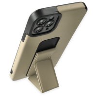 Newface iPhone 11 Pro Max Kılıf Mega Standlı Silikon - Gold