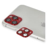Newface iPhone 11 Pro Max Pers Alüminyum Kamera Lens - Kırmızı
