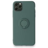 Newface iPhone 11 Pro Max Kılıf Viktor Yüzüklü Silikon - Koyu Yeşil