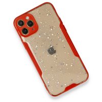 Newface iPhone 11 Pro Max Kılıf Platin Simli Silikon - Kırmızı