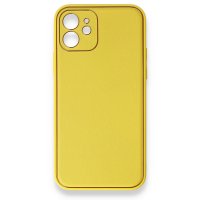 Newface iPhone 12 Kılıf Coco Deri Silikon Kapak - Sarı