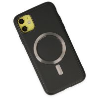 Newface iPhone 12 Kılıf Coco Deri Magneticsafe Silikon - Siyah