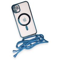 Newface iPhone 12 Kılıf Divo Lazer Askılı Magsafe Kapak - Sierra Blue
