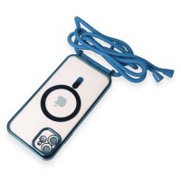 Newface iPhone 12 Kılıf Divo Lazer Askılı Magsafe Kapak - Sierra Blue