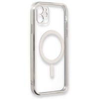 Newface iPhone 12 Kılıf Magneticsafe Lazer Silikon - Gümüş