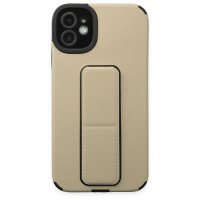 Newface iPhone 12 Kılıf Mega Standlı Silikon - Gold