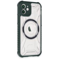 Newface iPhone 12 Kılıf Prag Magneticsafe Kapak - Koyu Yeşil