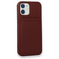 Newface iPhone 12 Mini Kılıf Kelvin Kartvizitli Silikon - Bordo