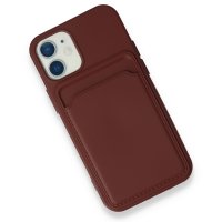 Newface iPhone 12 Mini Kılıf Kelvin Kartvizitli Silikon - Bordo