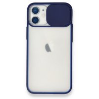 Newface iPhone 12 Mini Kılıf Palm Buzlu Kamera Sürgülü Silikon - Lacivert