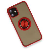 Newface iPhone 12 Kılıf Montreal Yüzüklü Silikon Kapak - Kırmızı