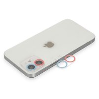 Newface iPhone 12 Mini Renkli Kamera Lens Koruma Cam - Pembe-Mavi