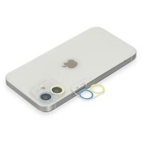 Newface iPhone 12 Mini Renkli Kamera Lens Koruma Cam - Sarı-Mavi