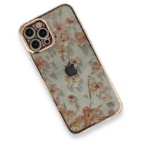 Newface iPhone 12 Pro Kılıf Çiçekli Silikon - Gri