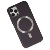 Newface iPhone 12 Pro Kılıf Coco Deri Magneticsafe Silikon - Derin Mor