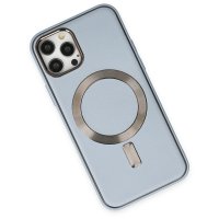 Newface iPhone 12 Pro Kılıf Coco Deri Magneticsafe Silikon - Sierra Blue