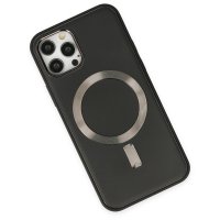 Newface iPhone 12 Pro Kılıf Coco Deri Magneticsafe Silikon - Siyah