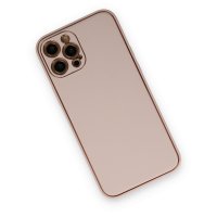 Newface iPhone 12 Pro Kılıf Coco Deri Silikon Kapak - Pudra