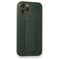 Newface iPhone 12 Pro Kılıf Coco Deri Standlı Kapak - Yeşil