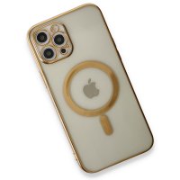 Newface iPhone 12 Pro Kılıf Magneticsafe Lazer Silikon - Gold