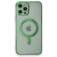 Newface iPhone 12 Pro Kılıf Magneticsafe Lazer Silikon - Haki Yeşil