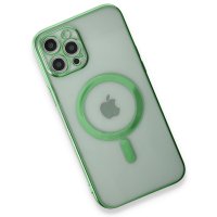 Newface iPhone 12 Pro Kılıf Magneticsafe Lazer Silikon - Haki Yeşil
