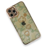 Newface iPhone 12 Pro Max Kılıf Çiçekli Silikon - Sarı