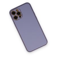 Newface iPhone 12 Pro Max Kılıf Coco Deri Silikon Kapak - Açık Lila